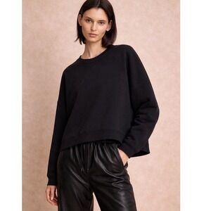 Margaux Lonnberg Black Cotton Long Sleeve Cropped Tunic Top Size 1